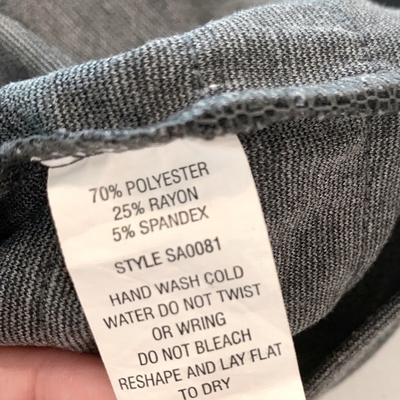 Gray Stretch Mini Pencil Skirt with Black Stripe Detail - Picture 5 of 5